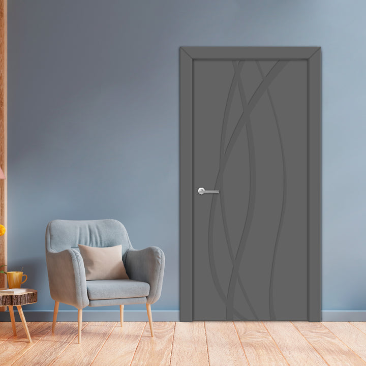 Interior Hinged Flush Door with Engraved Design IHFD - 1314 - DoorDiscounter