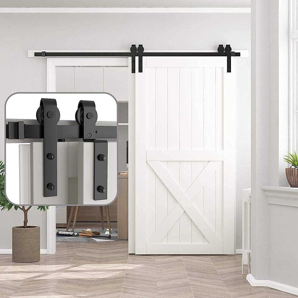 Carbon Steel Sliding Wood Barn Door Hardware Kit CSHK - 3432 - DoorDiscounter