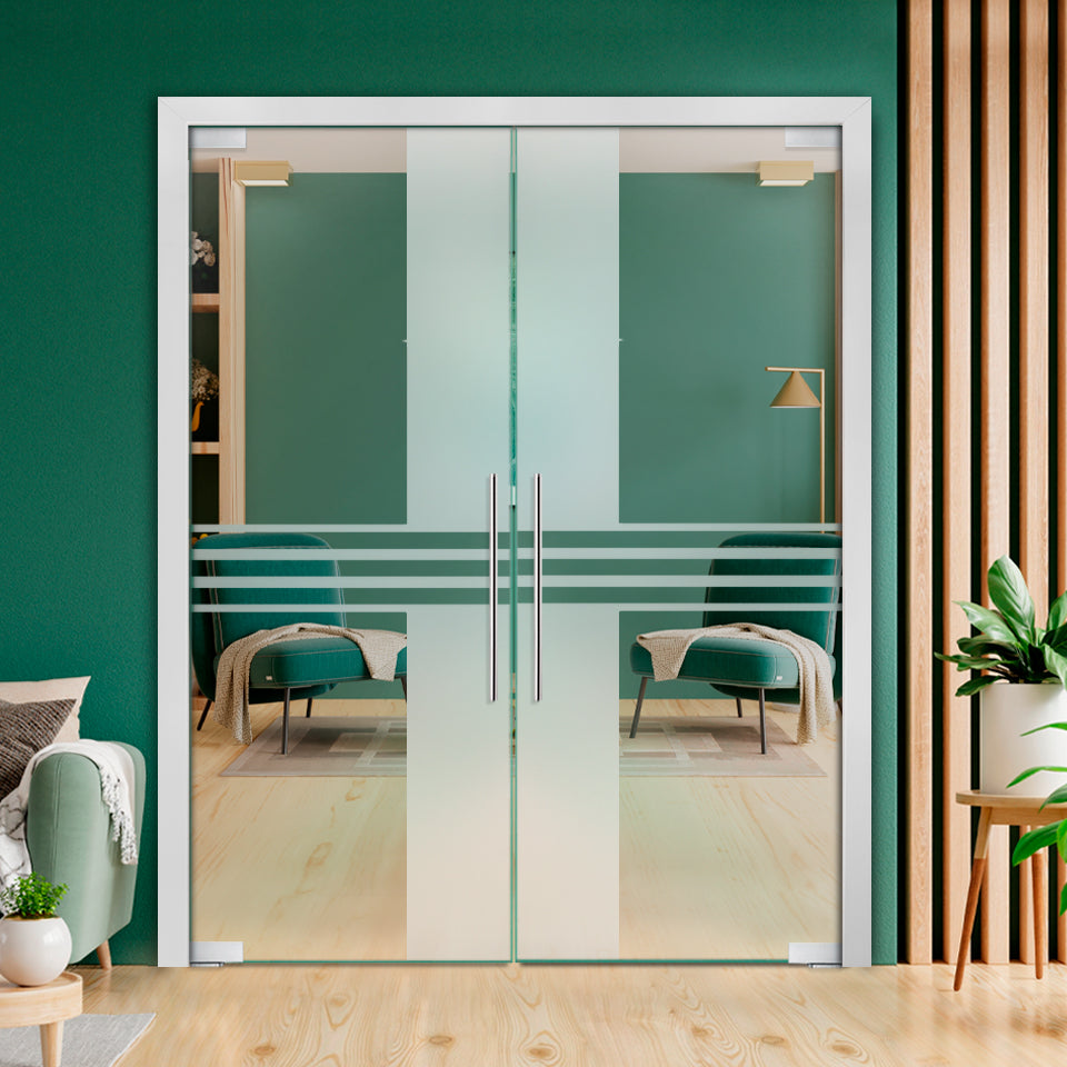 Frameless Double Pivot Glass Door with Self Closing Pivot Hinges FDPG - 2283 - DoorDiscounter