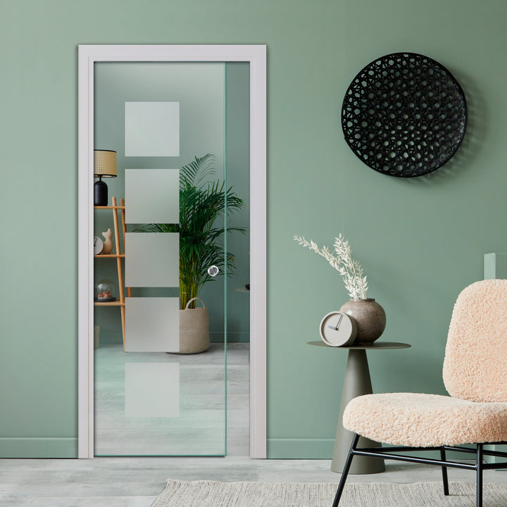 SLIDING POCKET GLASS DOOR WITH TRACK SYSTEM SPTS - 2523 - DoorDiscounter