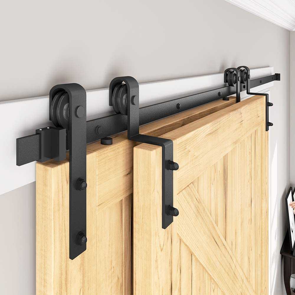 Carbon Steel Sliding Wood Barn Door Hardware Kit ADLA - 1844 - DoorDiscounter