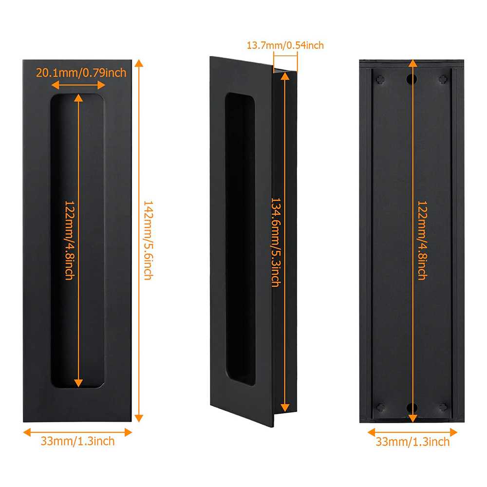 2 units -Stainless steel handles, black color recessed for doors KNKB - 3135 - DoorDiscounter