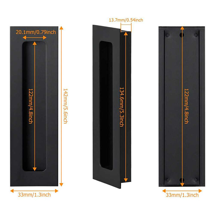 2 units -Stainless steel handles, black color recessed for doors KNKB - 3135 - DoorDiscounter