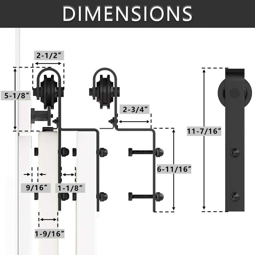 Carbon Steel Sliding Wood Barn Door Hardware Kit CSHK - 3432 - DoorDiscounter