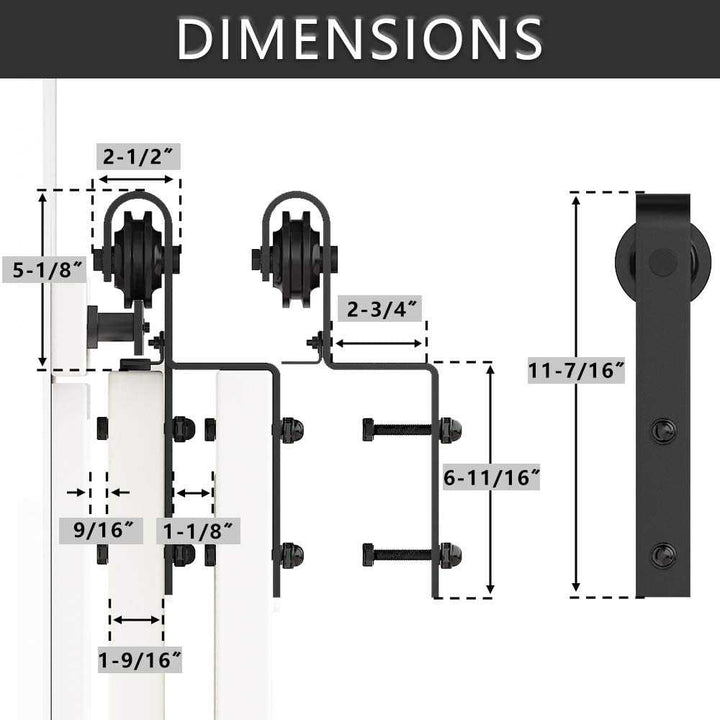 Carbon Steel Sliding Wood Barn Door Hardware Kit CSHK - 3432 - DoorDiscounter