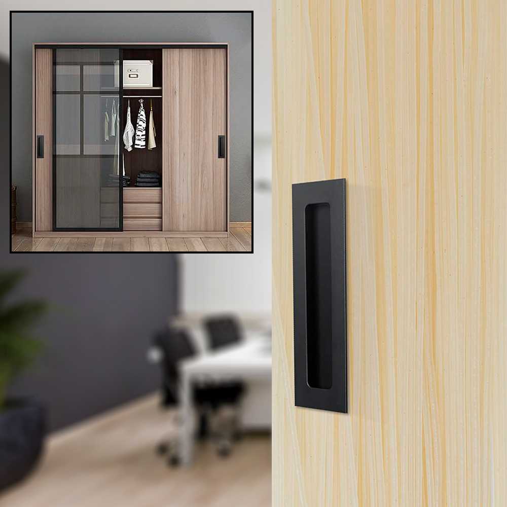 2 units -Stainless steel handles, black color recessed for doors KNKB - 3135 - DoorDiscounter