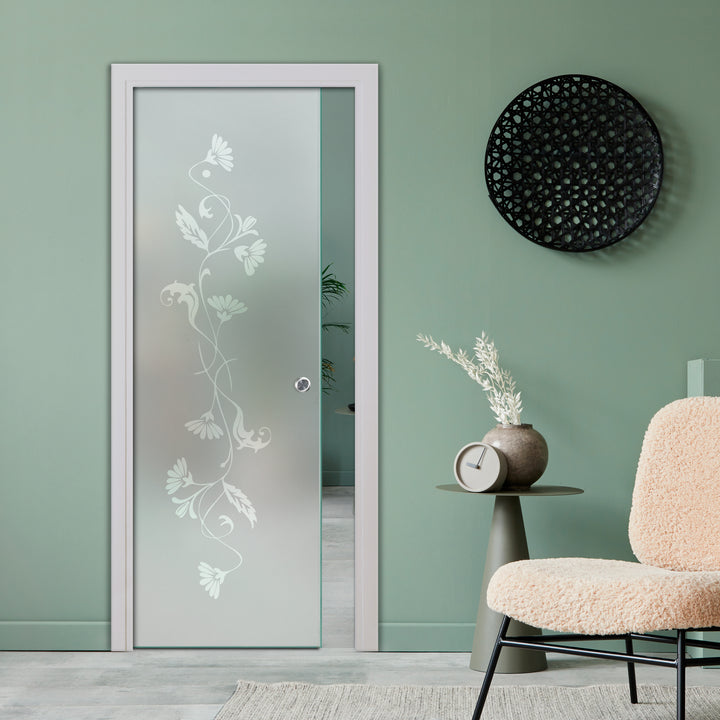SLIDING POCKET GLASS DOOR WITH TRACK SYSTEM SPTS - 2555 - DoorDiscounter