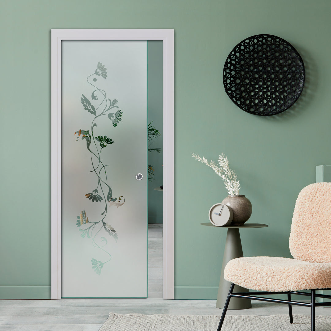 SLIDING POCKET GLASS DOOR WITH TRACK SYSTEM SPTS - 2555 - DoorDiscounter