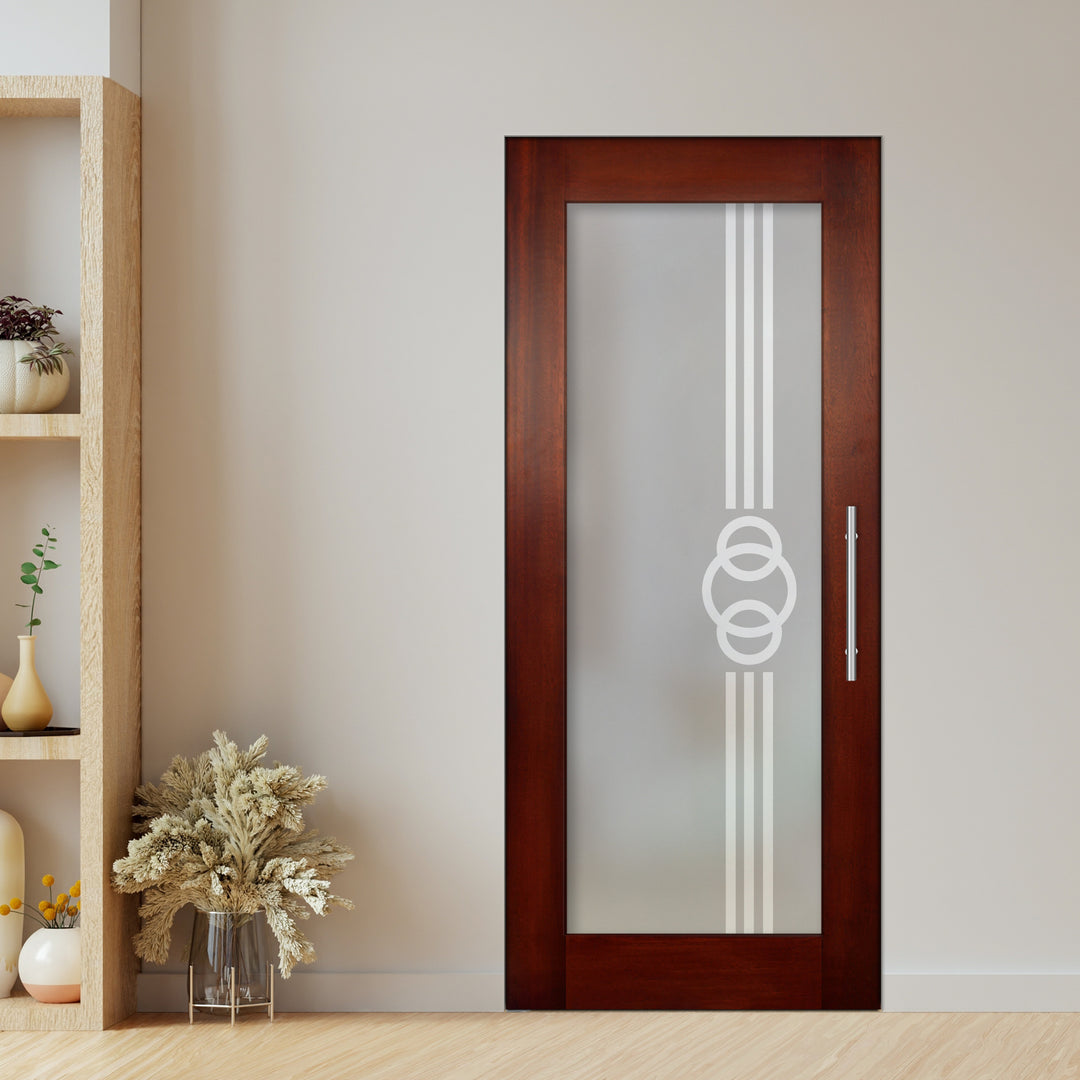 Self Closing Pivot Wooden Glass Door Pwgd - 0407
