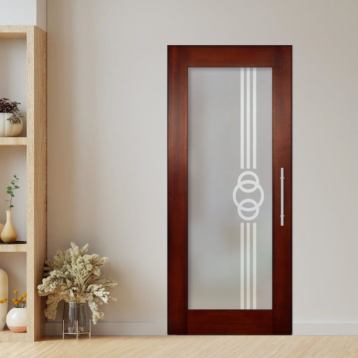 Self Closing Pivot Wooden Glass Door Pwgd - 0407