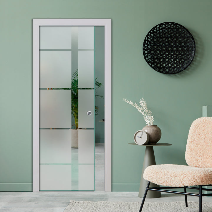 SLIDING POCKET GLASS DOOR WITH TRACK SYSTEM SPTS - 2541 - DoorDiscounter