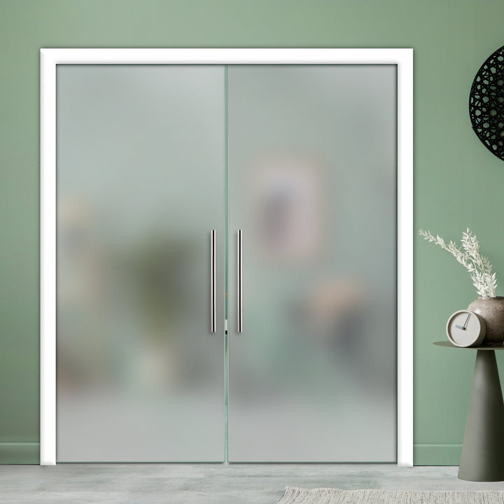 DOUBLE SLIDING POCKET GLASS DOOR WITH TRACK SYSTEM DPTS - 1392 - DoorDiscounter
