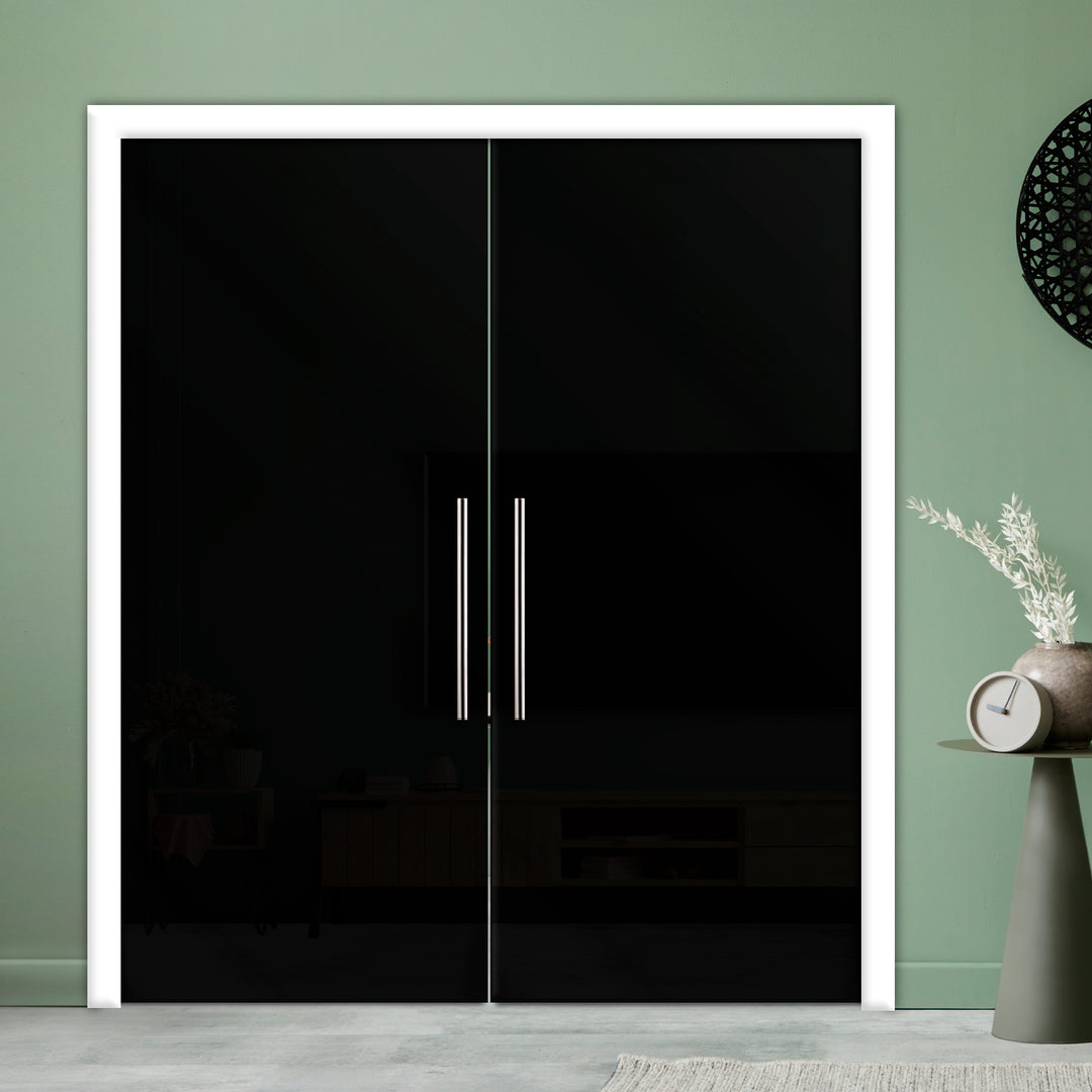 DOUBLE SLIDING POCKET GLASS DOOR WITH TRACK SYSTEM DPTS - 1289 - DoorDiscounter