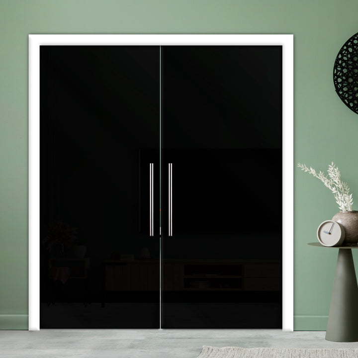 DOUBLE SLIDING POCKET GLASS DOOR WITH TRACK SYSTEM DPTS - 1289 - DoorDiscounter