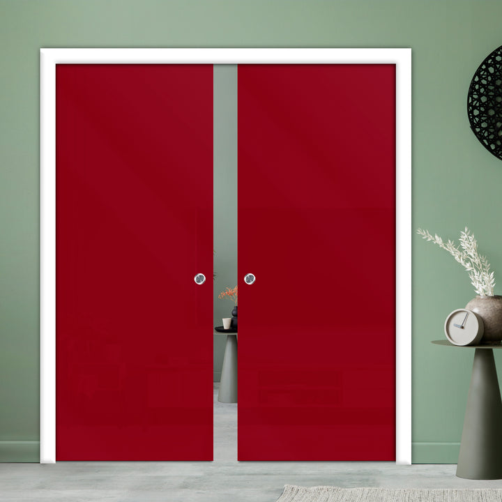 DOUBLE SLIDING POCKET GLASS DOOR WITH TRACK SYSTEM DPTS - 1289 - DoorDiscounter