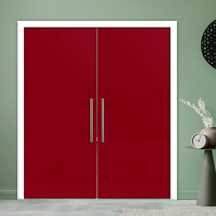 DOUBLE SLIDING POCKET GLASS DOOR WITH TRACK SYSTEM DPTS - 1289 - DoorDiscounter
