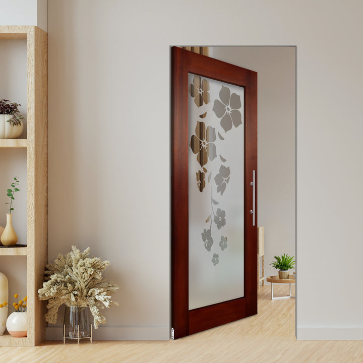 Self Closing Pivot Wooden Glass Door Pwgd - 0409