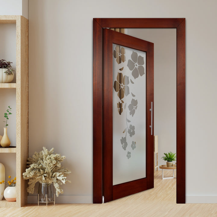 Self Closing Pivot Wooden Glass Door Pwgd - 0409