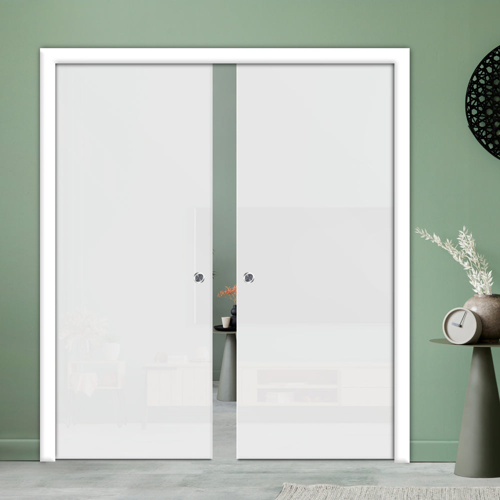 DOUBLE SLIDING POCKET GLASS DOOR WITH TRACK SYSTEM DPTS - 1289 - DoorDiscounter