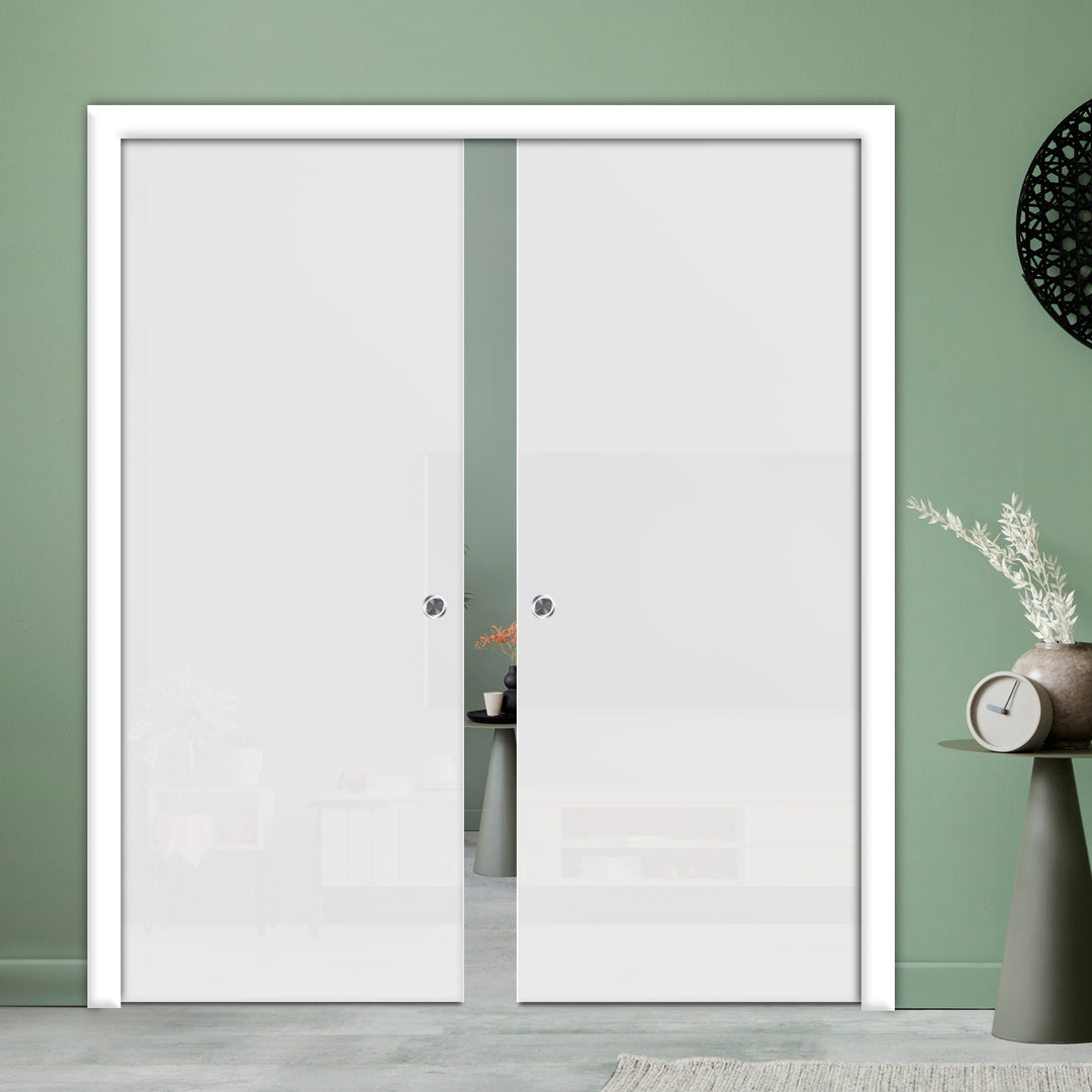 DOUBLE SLIDING POCKET GLASS DOOR WITH TRACK SYSTEM DPTS - 1289 - DoorDiscounter