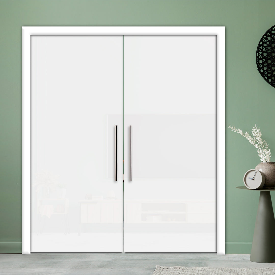 DOUBLE SLIDING POCKET GLASS DOOR WITH TRACK SYSTEM DPTS - 1289 - DoorDiscounter