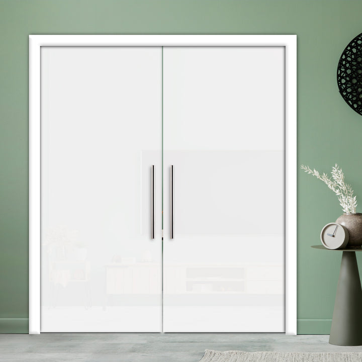 DOUBLE SLIDING POCKET GLASS DOOR WITH TRACK SYSTEM DPTS - 1289 - DoorDiscounter