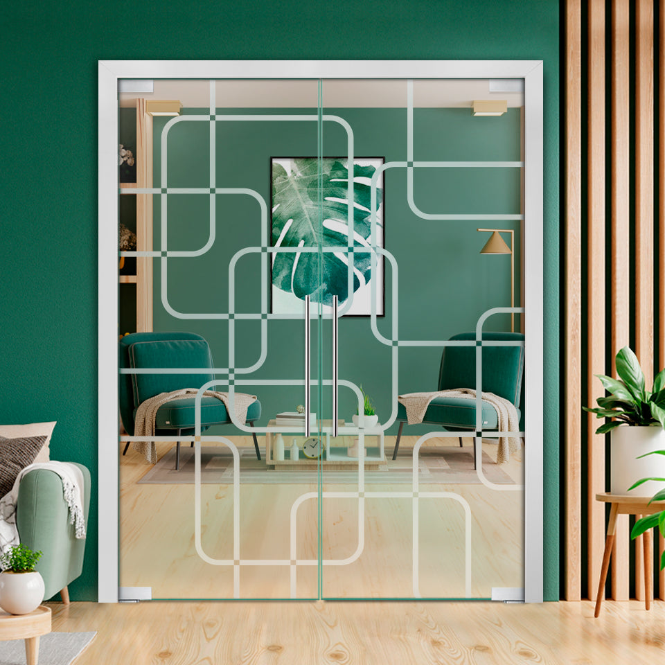 Frameless Double Pivot Glass Door with Self Closing Pivot Hinges FDPG - 2251 - DoorDiscounter