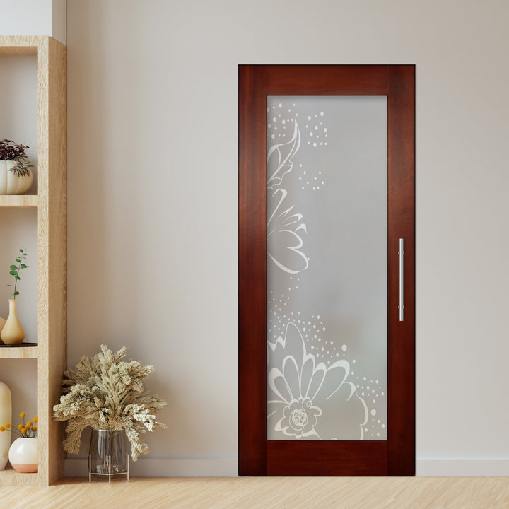 Self Closing Pivot Wooden Glass Door Pwgd - 0411