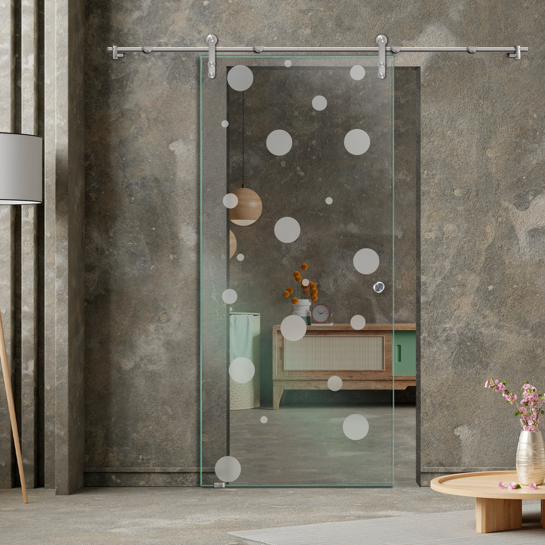 GLASS SLIDING BARN DOOR WITH DESIGN V1000 GSBD - 3237 - DoorDiscounter