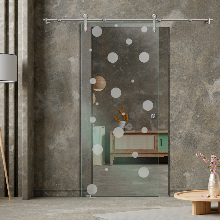 GLASS SLIDING BARN DOOR WITH DESIGN V1000 GSBD - 3237 - DoorDiscounter