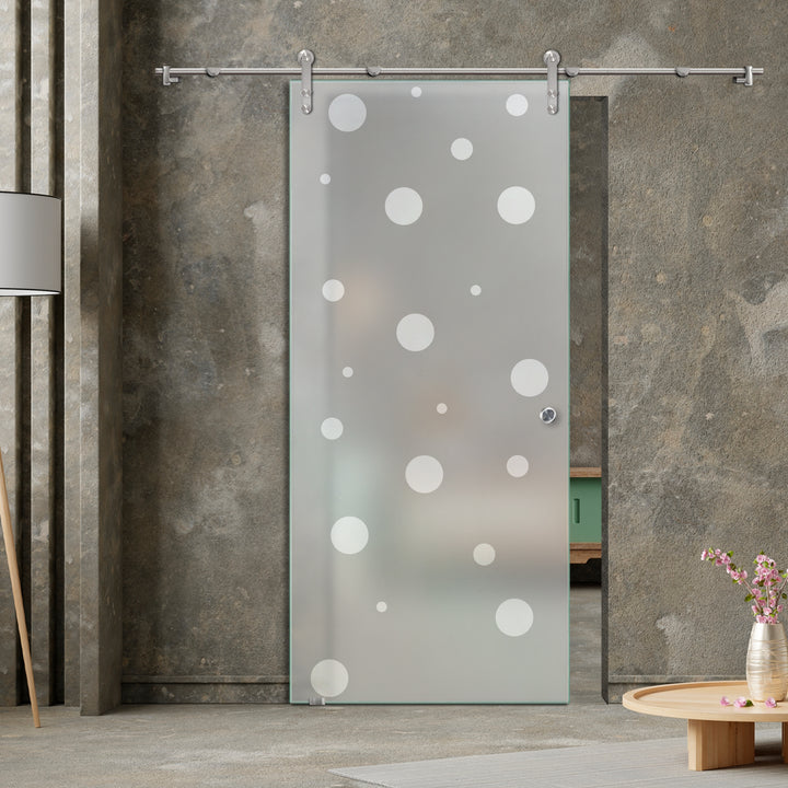 GLASS SLIDING BARN DOOR WITH DESIGN V1000 GSBD - 3237 - DoorDiscounter