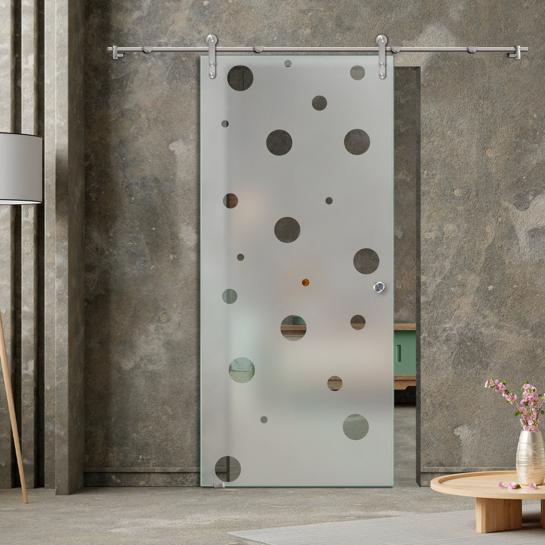 GLASS SLIDING BARN DOOR WITH DESIGN V1000 GSBD - 3237 - DoorDiscounter
