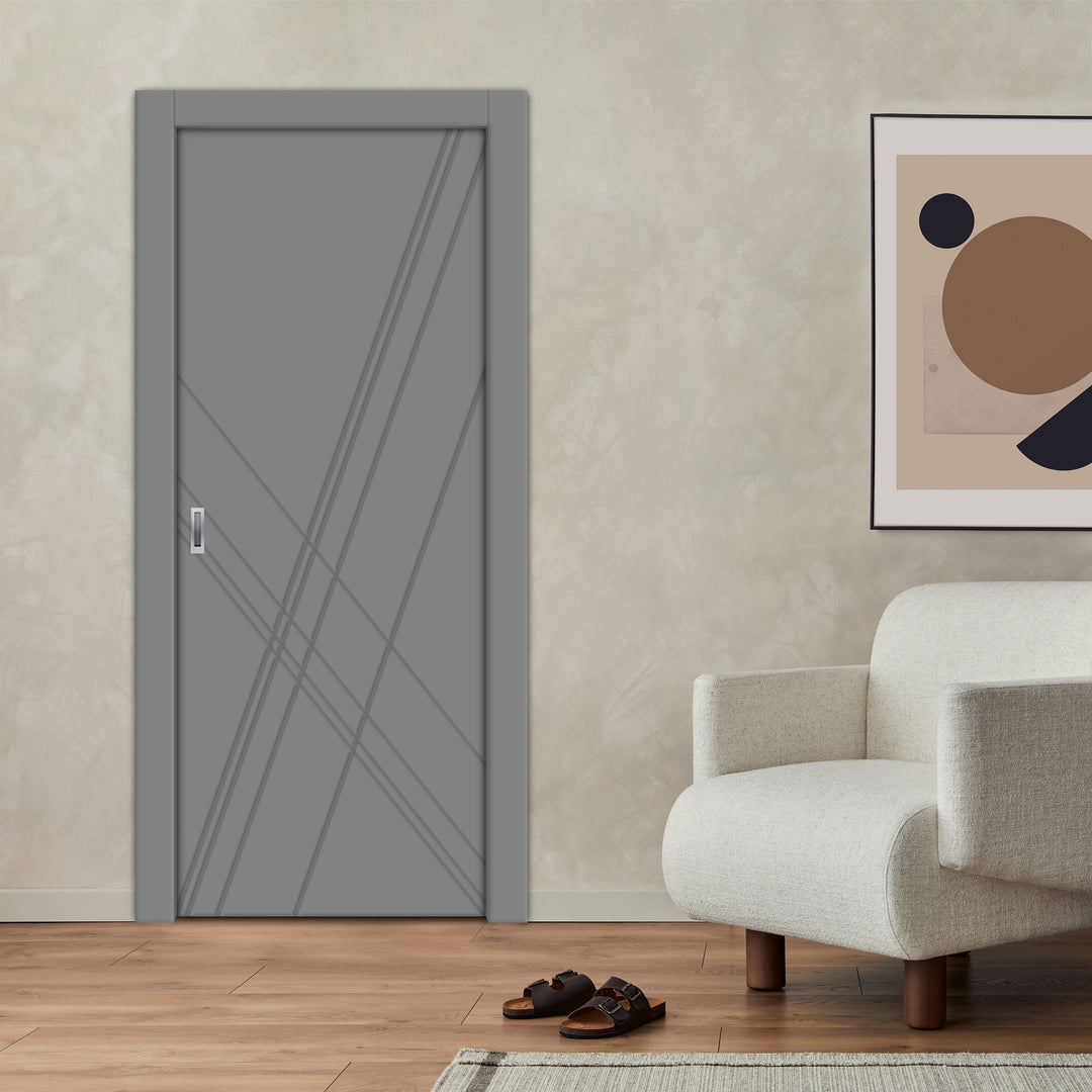 Flush Pocket Door With CNC Engraved Design FPED - 4207 - DoorDiscounter