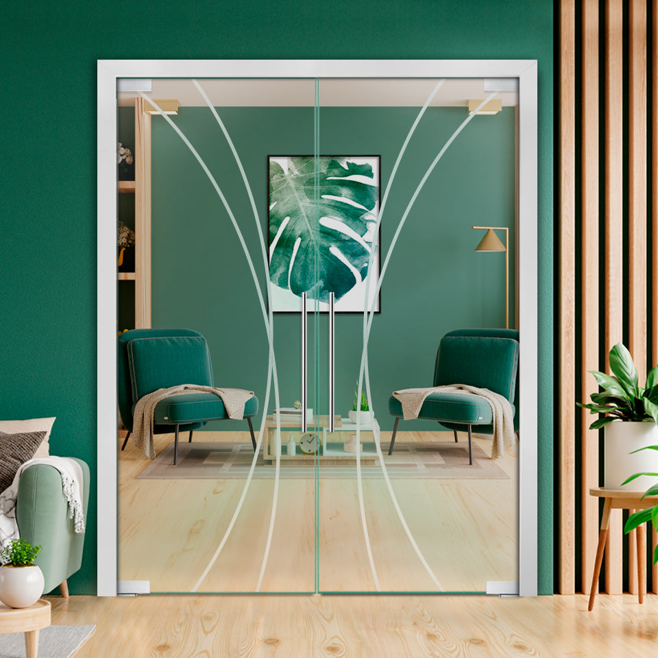 Frameless Double Pivot Glass Door with Self Closing Pivot Hinges FDPG - 2270 - DoorDiscounter