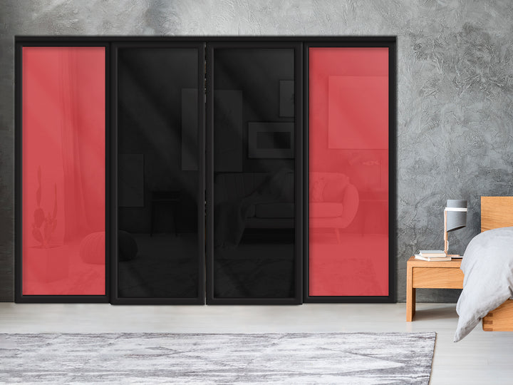 Sliding Bypass Closet Door with Glass & Mirror Panel Inserts MBS4 -0553 - DoorDiscounter