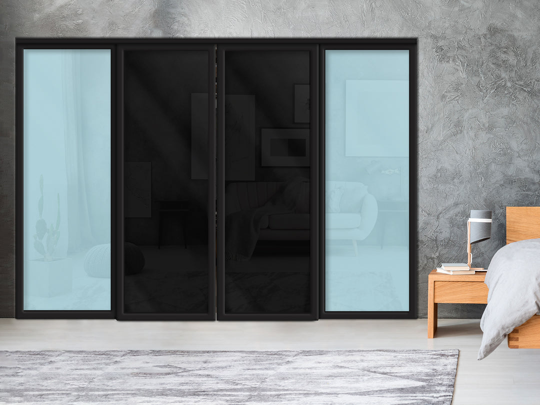 Sliding Bypass Closet Door with Glass & Mirror Panel Inserts MBS4 -0552 - DoorDiscounter