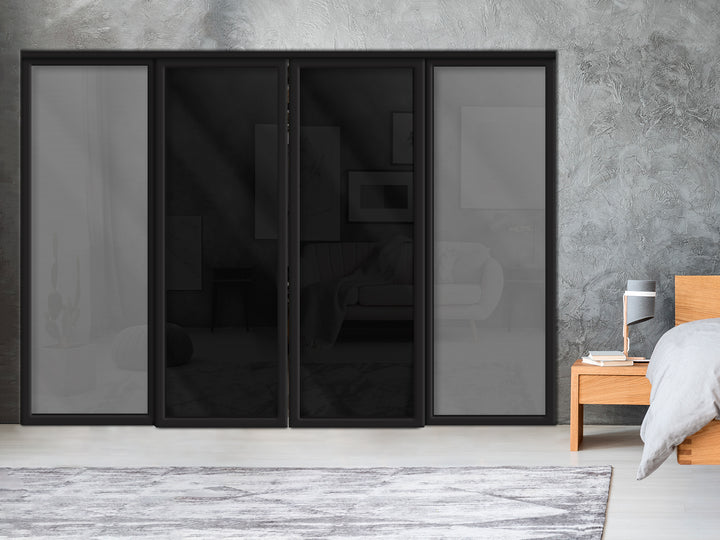 Sliding Bypass Closet Door with Glass & Mirror Panel Inserts MBS4 -0555 - DoorDiscounter