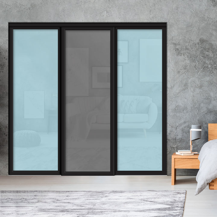Sliding Bypass Closet Door with Glass & Mirror Panel Inserts MBSD - 0538 - DoorDiscounter