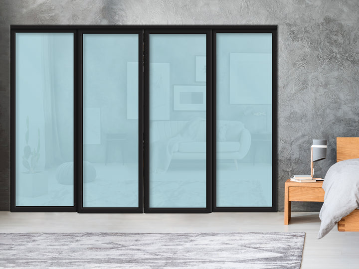 Sliding Bypass Closet Door with Glass & Mirror Panel Inserts MBS4 -0552 - DoorDiscounter