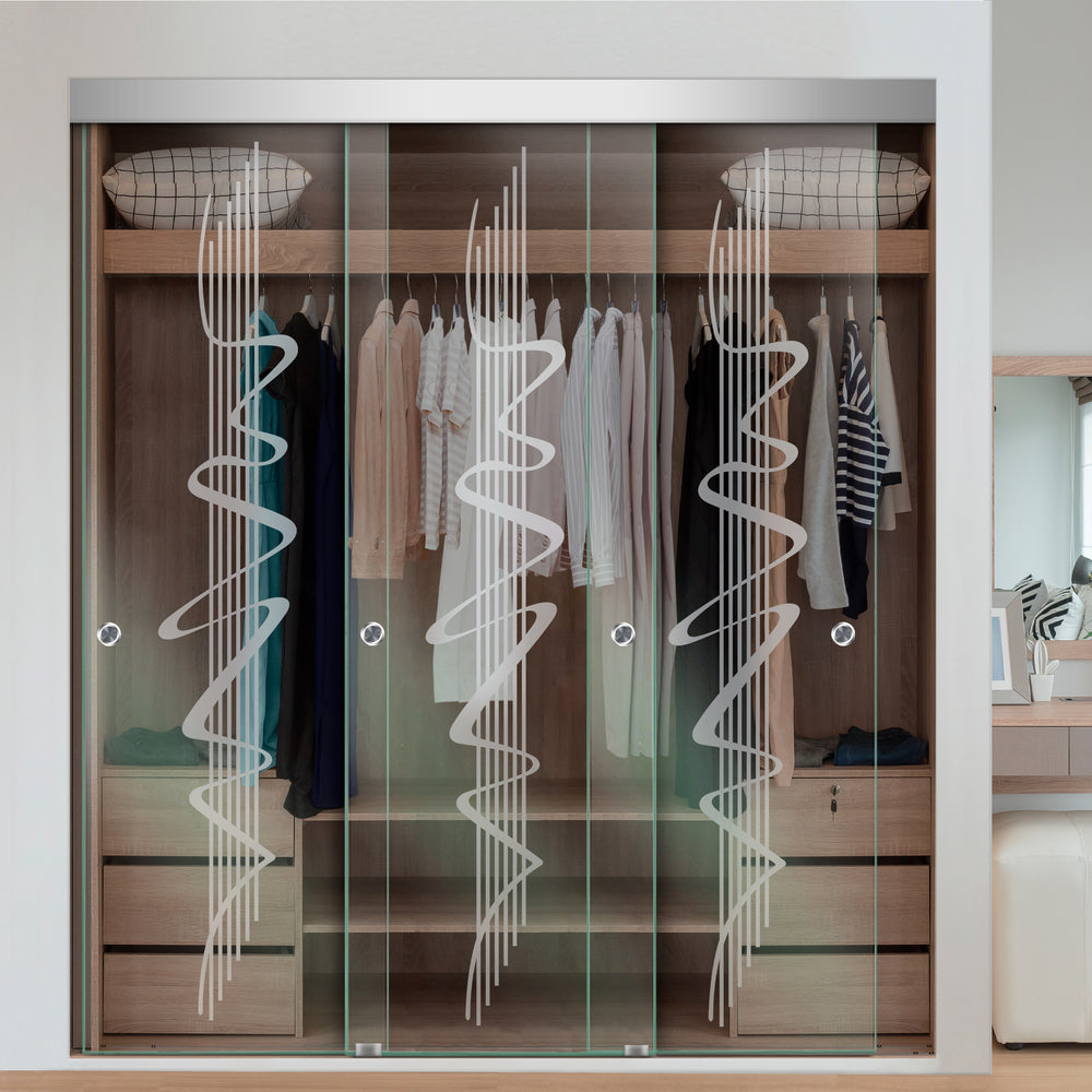 3 PANEL FRAMELESS CLOSET GLASS SLIDING BYPASS DOOR FSG3 - 3093 - DoorDiscounter