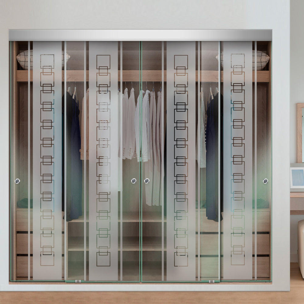 4 PANEL FRAMELESS CLOSET GLASS SLIDING BYPASS DOOR FSG4 - 3180 - DoorDiscounter