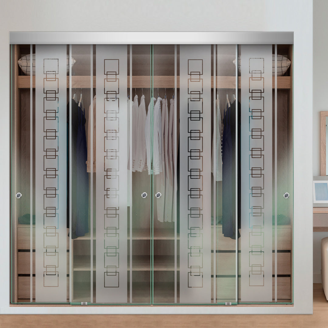 4 PANEL FRAMELESS CLOSET GLASS SLIDING BYPASS DOOR FSG4 - 3180 - DoorDiscounter