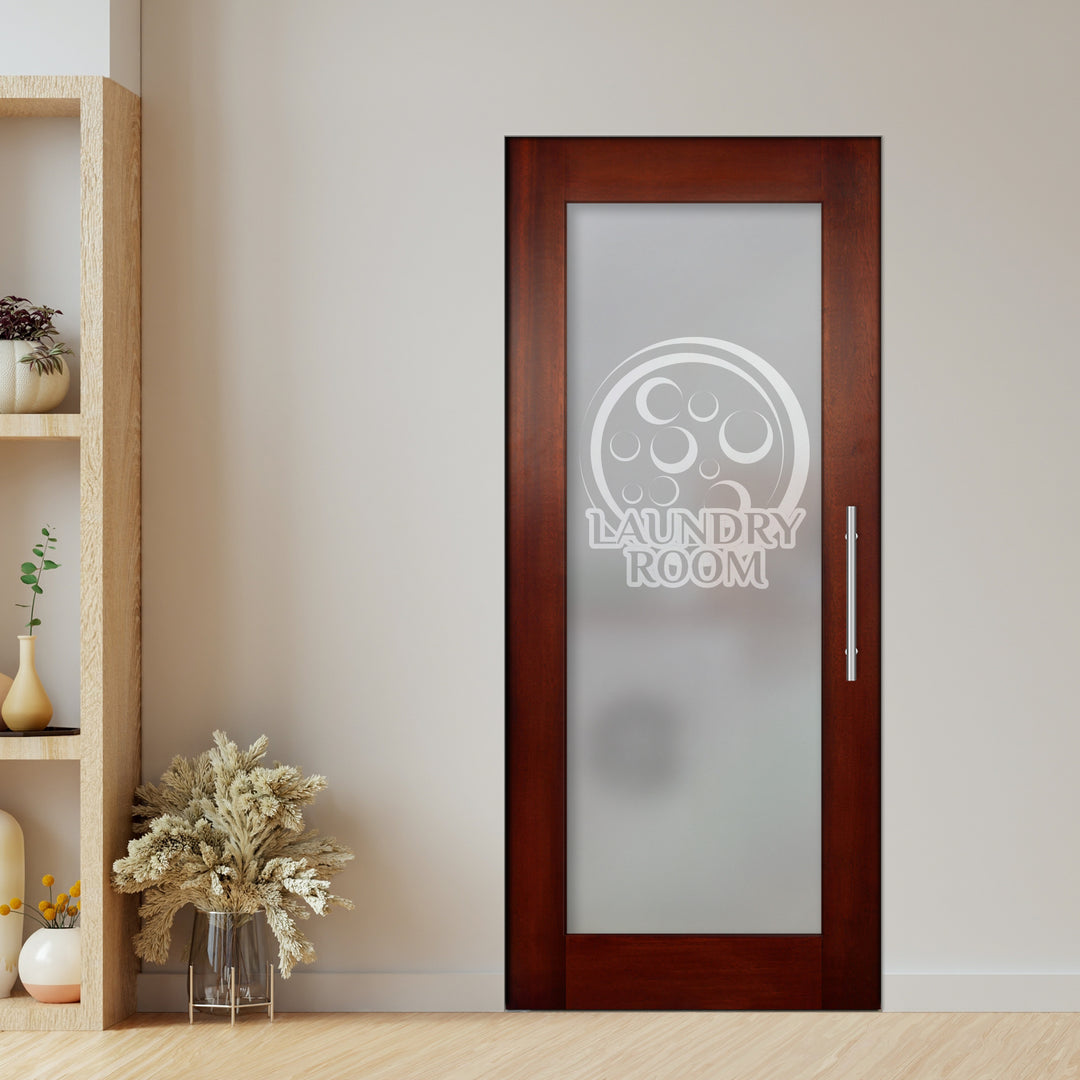 Self Closing Pivot Wooden Glass Door with Laundry Design Pwgd - 0432