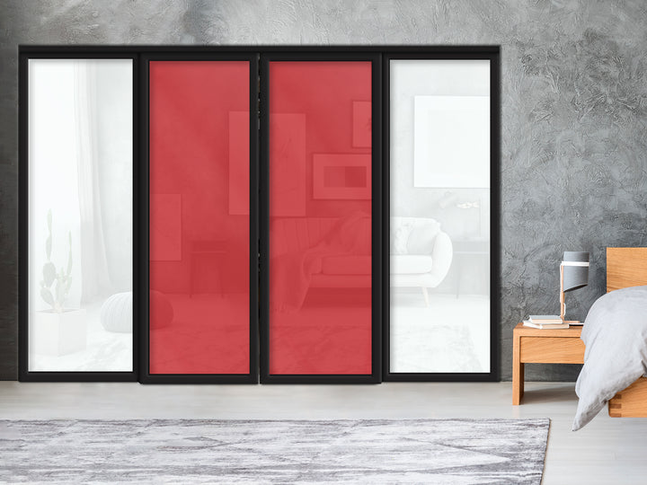 Sliding Bypass Closet Door with Glass & Mirror Panel Inserts MBS4 -0557 - DoorDiscounter