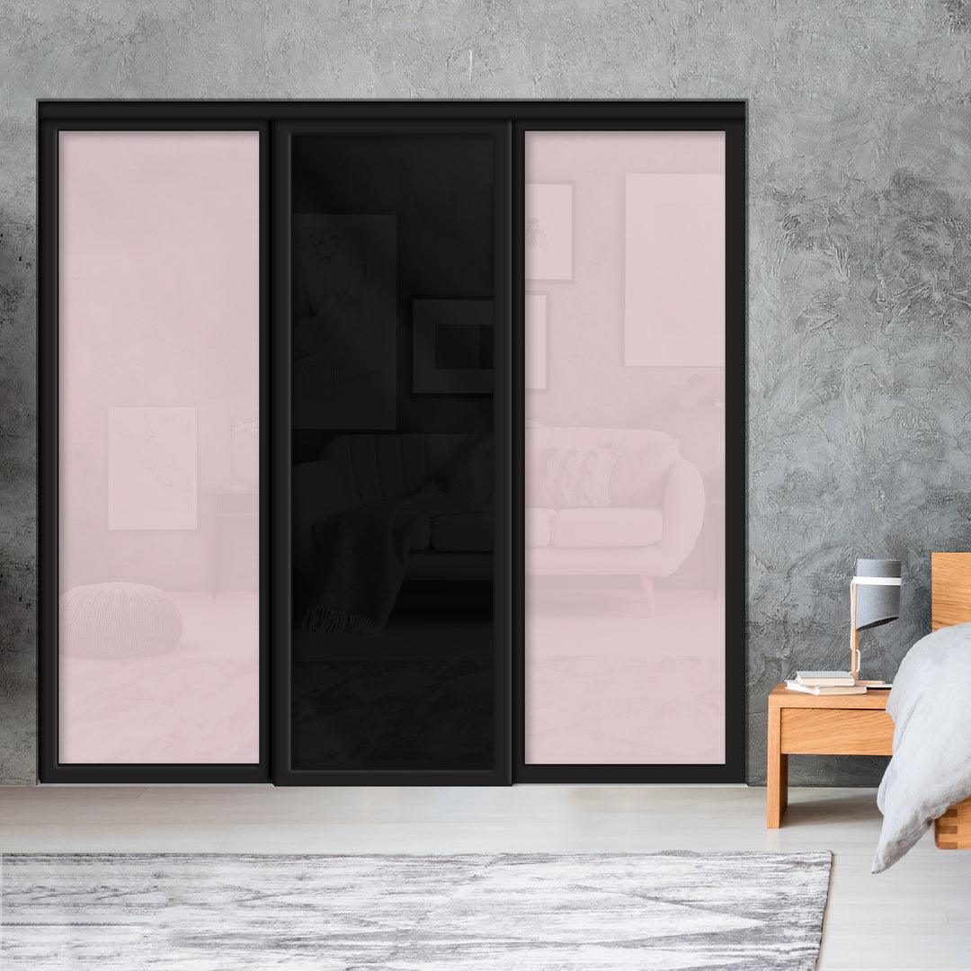 Sliding Bypass Closet Door with Glass & Mirror Panel Inserts MBSD - 0540 - DoorDiscounter