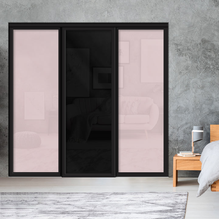 Sliding Bypass Closet Door with Glass & Mirror Panel Inserts MBSD - 0540 - DoorDiscounter