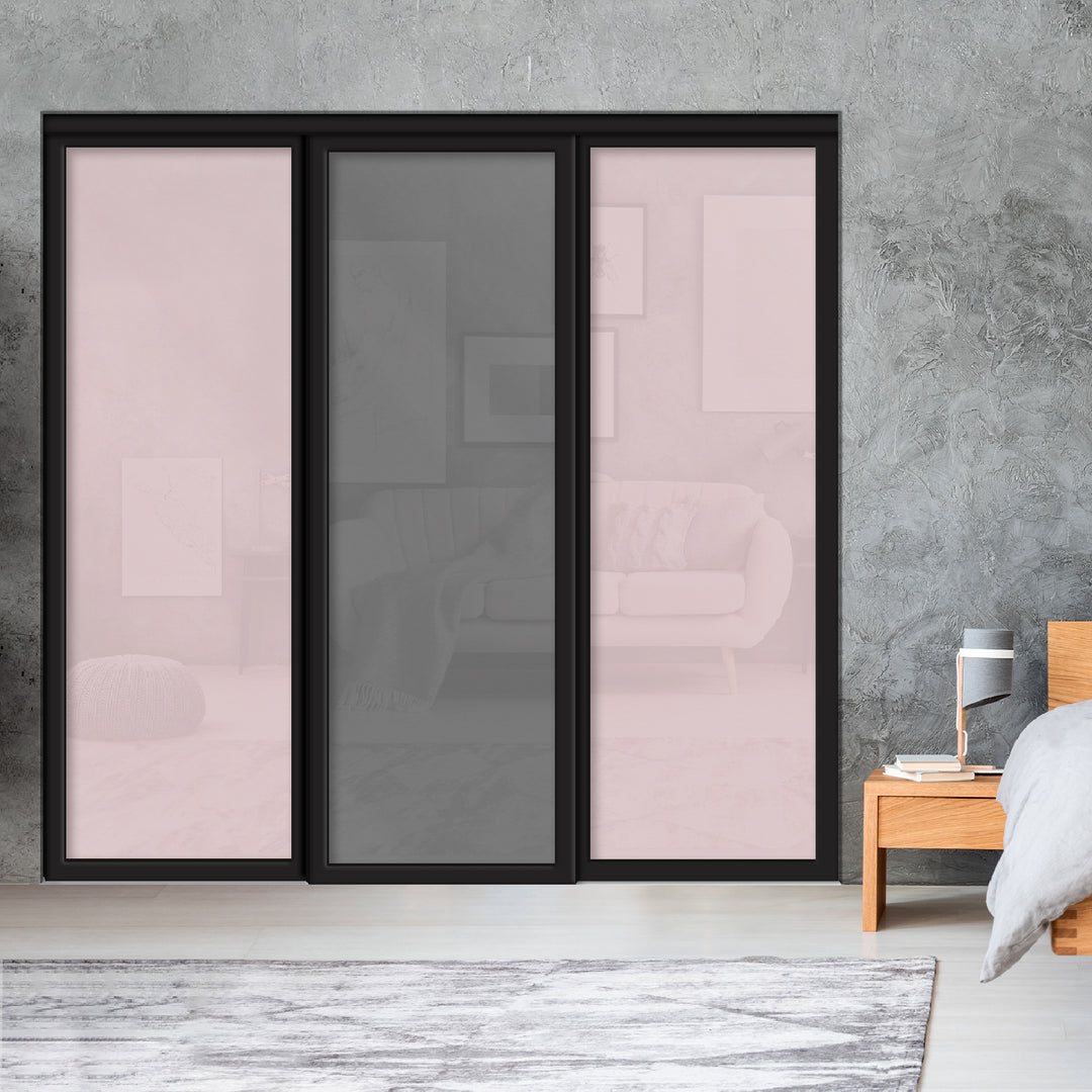Sliding Bypass Closet Door with Glass & Mirror Panel Inserts MBSD - 0540 - DoorDiscounter