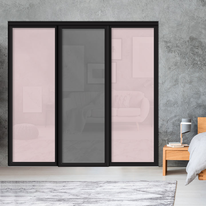 Sliding Bypass Closet Door with Glass & Mirror Panel Inserts MBSD - 0540 - DoorDiscounter