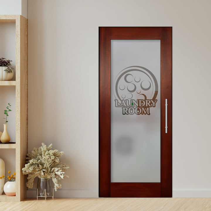Self Closing Pivot Wooden Glass Door with Laundry Design Pwgd - 0432