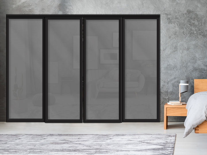 Sliding Bypass Closet Door with Glass & Mirror Panel Inserts MBS4 -0555 - DoorDiscounter